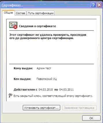 Ошибка сертификата ЭЦП