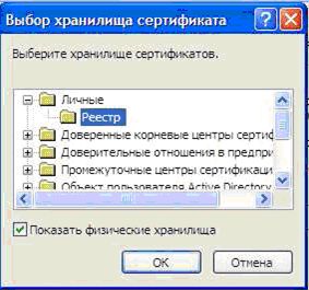 Хранилище личных сертификатов