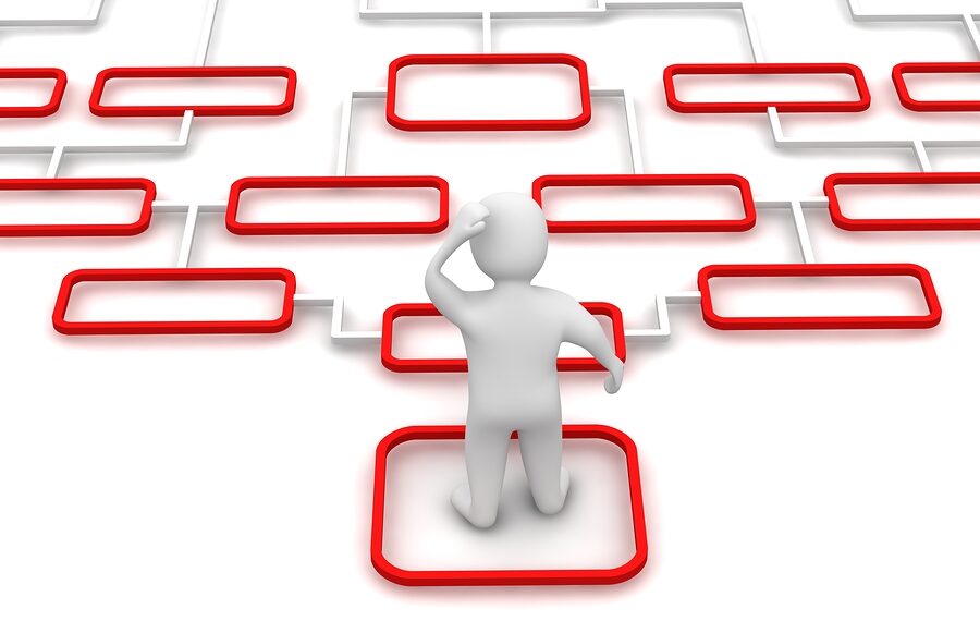 Man and complicated diagram. 3d rendered illustration.