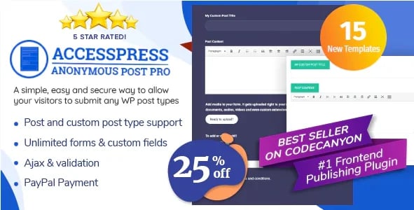 плагин accesspress anonymous post pro для WordPress со скидкой 25